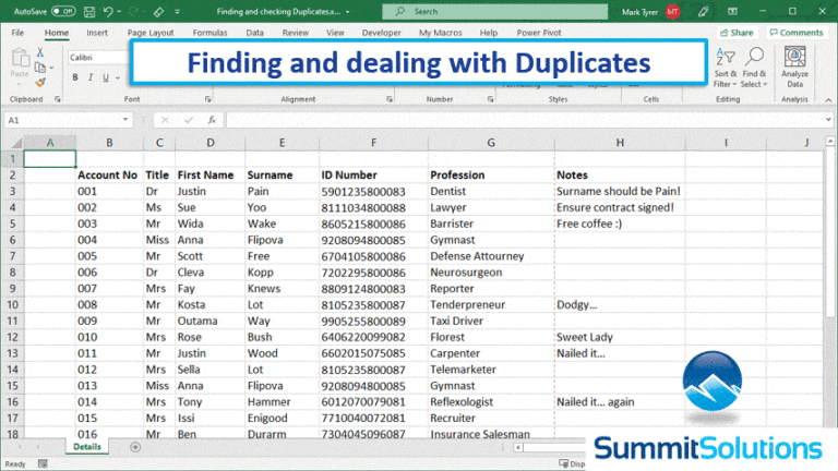 Finding and dealing with Duplicates